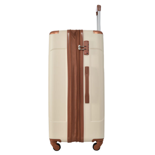 Hardshell Luggage Sets 3 Pcs Spinner Suitcase with TSA Lock Lightweight 20''24''28'' Brown white + ABS - Image 16