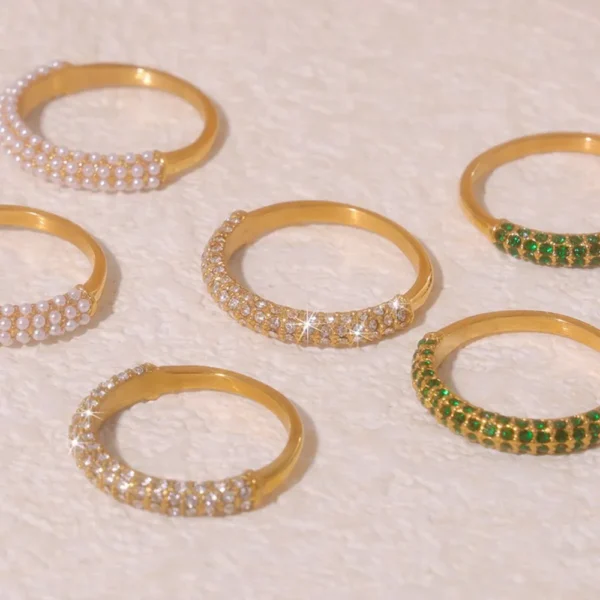 Zircon Light Luxury Ring Stainless Steel PVD Plated Finger Ring Jewelry - Image 4