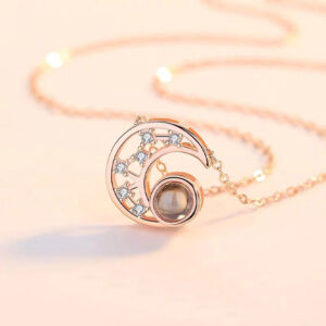 Star Moon Projection Necklace Actress Moon Projection Clavicle Chain 100 Languages I Love You Internet Celebrity Pendant