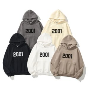 New style shoulder sleeves, double-layer hat, double line trendy brand hoodie, high street loose and plush 2001 word hoodie for men  Women's Hoodie