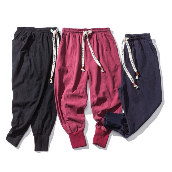 Men's Spring and Autumn Linen Closed Loose Bun Leg Pants Chinese Style Japanese Casual Pants Men - Image 5