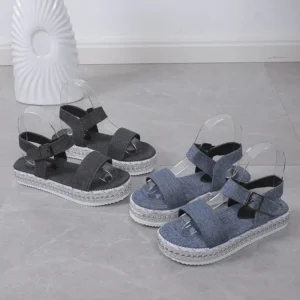 Fashionable and comfortable thick soled glossy women's sandals with fish mouth buckle for women