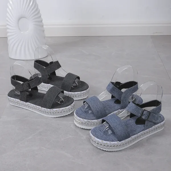 Fashionable and comfortable thick soled glossy women's sandals with fish mouth buckle for women