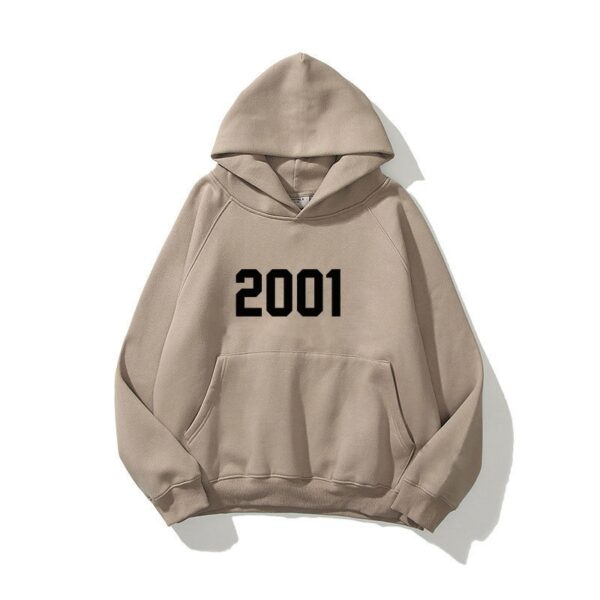 New style shoulder sleeves, double-layer hat, double line trendy brand hoodie, high street loose and plush 2001 word hoodie for men  Women's Hoodie - Image 3