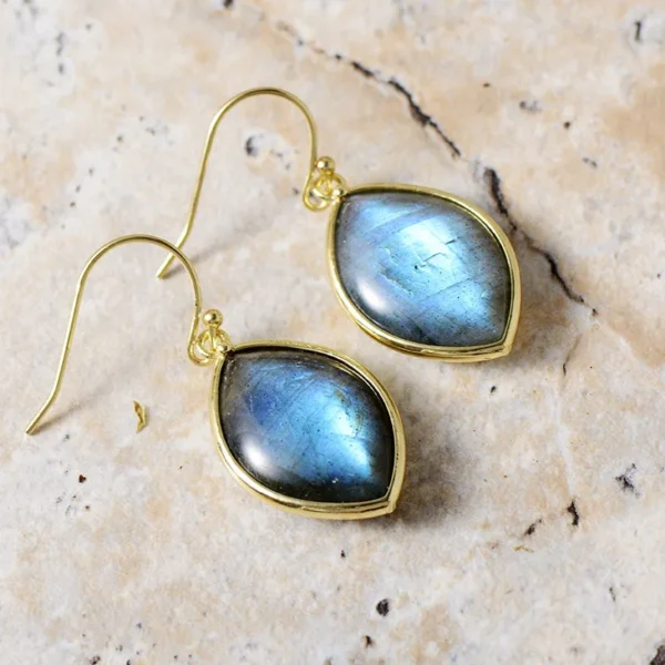 Copper Stone Teardrop Earrings - Image 2