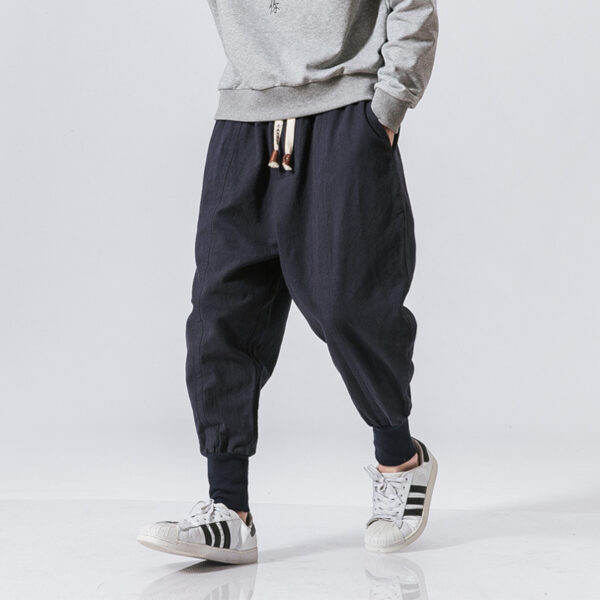 Men's Spring and Autumn Linen Closed Loose Bun Leg Pants Chinese Style Japanese Casual Pants Men - Image 2