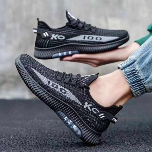 New autumn sports shoes with fly woven mesh breathable running shoes for youth Korean version lightweight soft sole comfortable men's shoes - Image 3