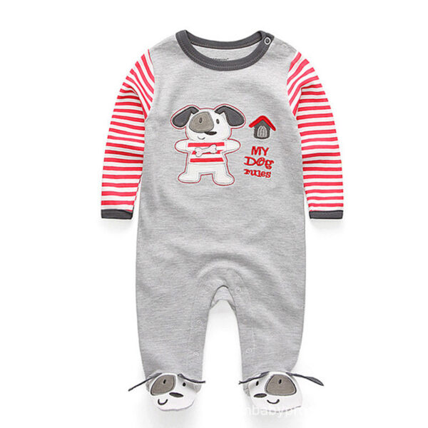 Newborn pure cotton double button crawling clothes baby jumpsuit closed door children's clothing - Image 9