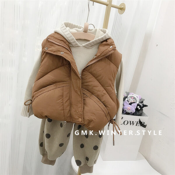 Children's standing collar cotton jacket vest winter loose vest for boys and girls camisole medium and small children's sweater - Image 4