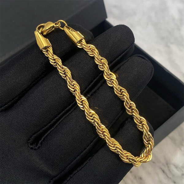Hip hop gold Fried Dough Twists chain thick bracelet small jewelry chain - Image 2