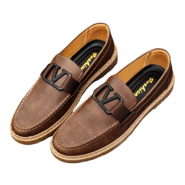 British style summer men's shoes versatile men's casual shoes business formal black leather shoes work trendy shoes - Image 5