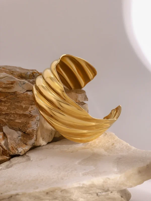 18K Gold-Plated Stainless Steel Open Ring - Image 2