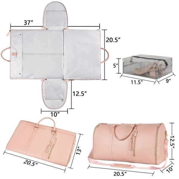 Large leather folding suit bag, travel crossbody, one shoulder sports and fitness bag, large capacity, handheld clothing, luggage bag - Image 4
