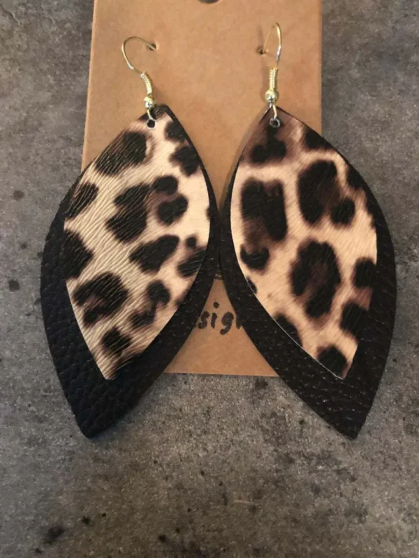 PU Leather Leaf Dangle Earrings - Image 8