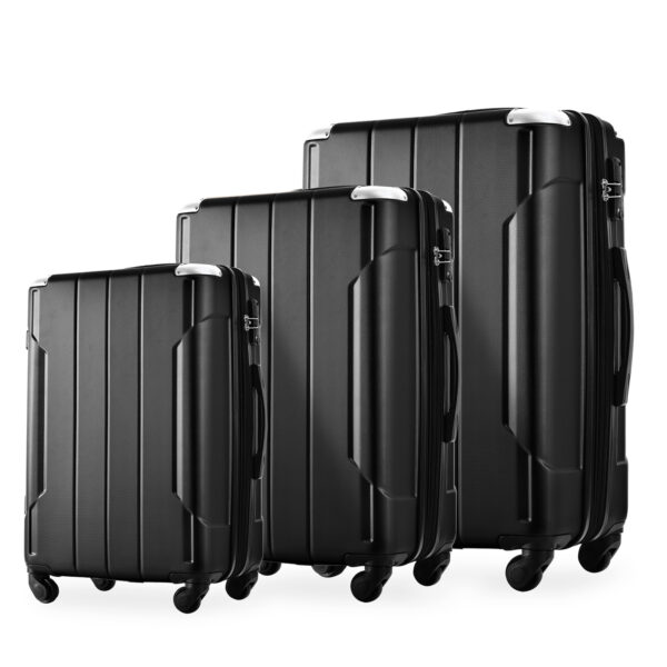 Hardshell Luggage Sets 3 Pcs Spinner Suitcase with TSA Lock Lightweight 20''24''28'' Black + ABS - Image 15