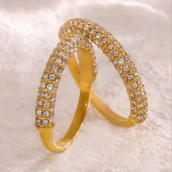 Zircon Light Luxury Ring Stainless Steel PVD Plated Finger Ring Jewelry - Image 2