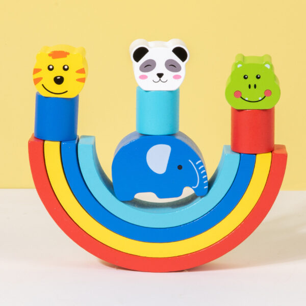 Montessori Early Education Rainbow Animal Balance Building Blocks Fun Enlightenment Kindergarten Stacker Musician Eye Coordination Stacking Height - Image 4