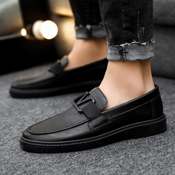British style summer men's shoes versatile men's casual shoes business formal black leather shoes work trendy shoes - Image 4