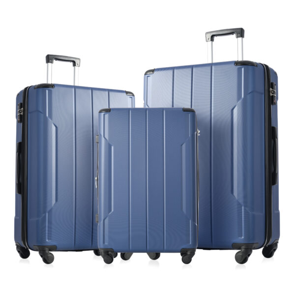 Hardshell Luggage Sets 3 Pcs Spinner Suitcase with TSA Lock Lightweight 20''24''28'' Blue + ABS - Image 3