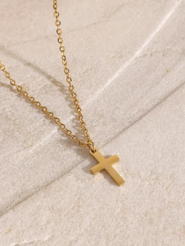 18K Gold-Plated Three-Layered Cross Necklace - Image 4