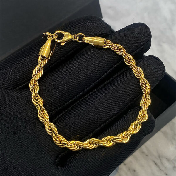 Hip hop gold Fried Dough Twists chain thick bracelet small jewelry chain - Image 6