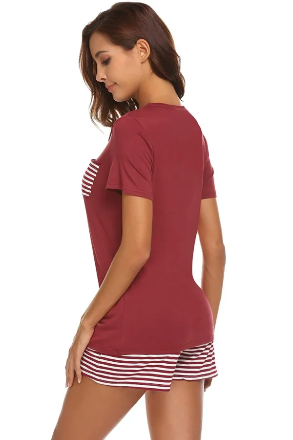 Striped Short Sleeve Top and Shorts Lounge Set - Image 18