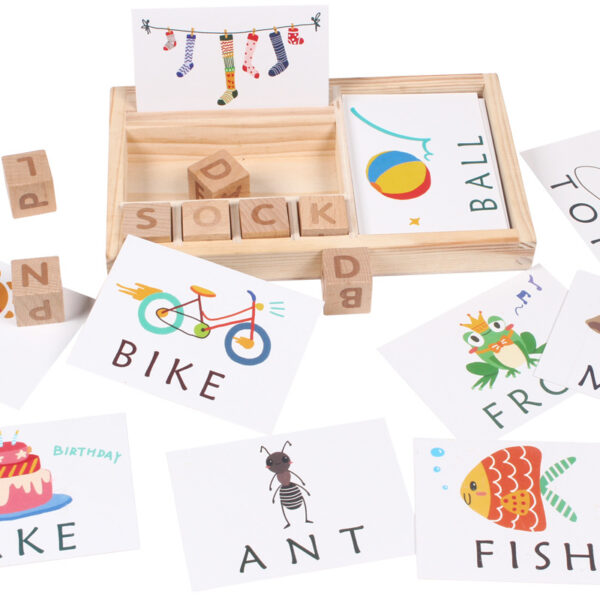 Children's wooden English word puzzle game early education enlightenment puzzle puzzle board letter building block puzzle toy