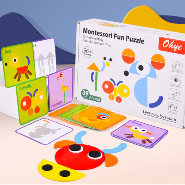 Children's Montessori fun geometry creative puzzle board puzzle development thinking early childhood enlightenment wooden toys - Image 5