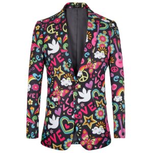Cute mens jacket slim fit Halloween print floral Men suits blazer euro plus size 4XL Tuxedo prom men clothing