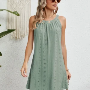 Women's swimsuit hollowed out crochet top sleeveless beach dress