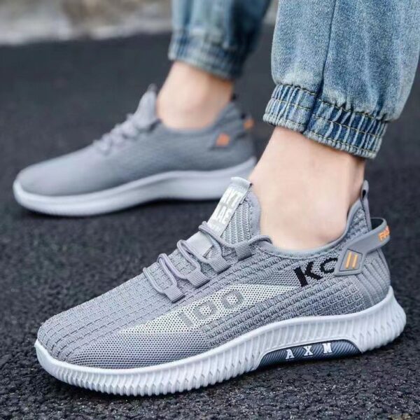 New autumn sports shoes with fly woven mesh breathable running shoes for youth Korean version lightweight soft sole comfortable men's shoes - Image 4