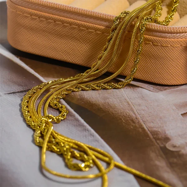 18K Gold-Plated Titanium Steel Three-Layered Necklace - Image 3