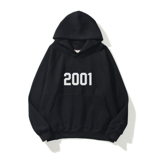 New style shoulder sleeves, double-layer hat, double line trendy brand hoodie, high street loose and plush 2001 word hoodie for men  Women's Hoodie - Image 5