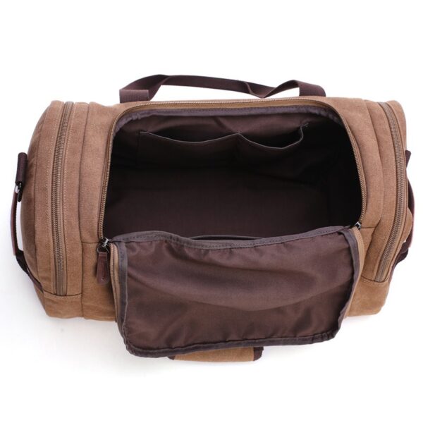 Large Capacity Vintage Luggage Casual Tote Bags Travel Bag Pu Leather Canvas Duffle Bag - Image 6