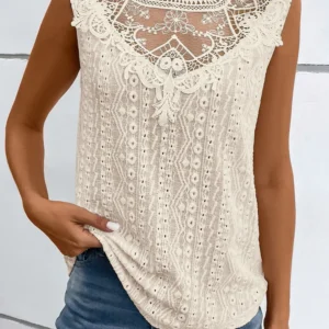 Lace Detail Eyelet Tank