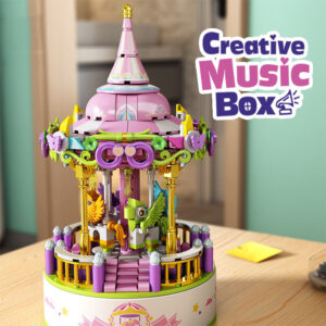 Carousel music box assembly music box ornaments building blocks children's boys and girls toys Christmas gifts