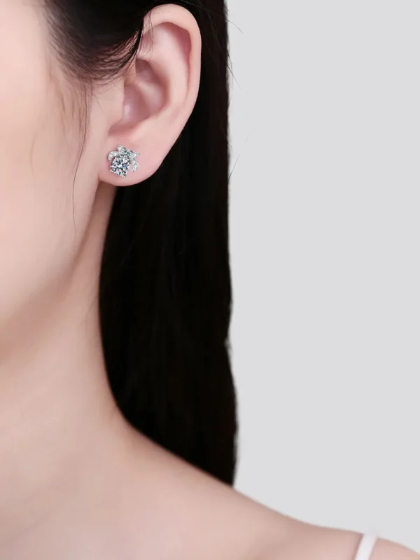 1 Carat Moissanite 925 Sterling Silver Stud Earrings - Image 2