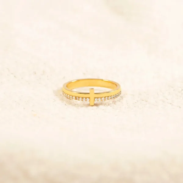 925 Sterling Silver Cross Ring - Image 2