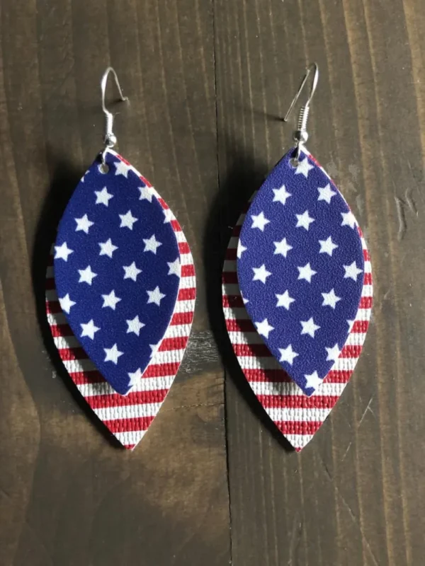 PU Leather Leaf Dangle Earrings - Image 2