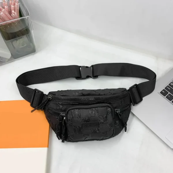 Checkered Adjustable Strap Nylon Crossbody Bag - Image 7