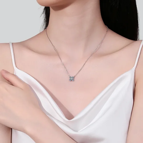 1.26 Carat Moissanite 925 Sterling Silver Geometric Shape Pendant Necklace - Image 5