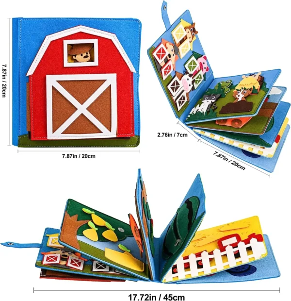 Toddlers Montessori Toys Busy Board Farm Animal Scene Storytelling Activity Toy Quiet Book Felt Activity Educational Sensory Toy - Image 5