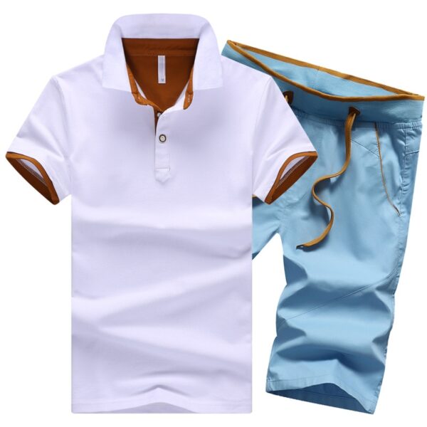 Polo shirt Cotton Mens Sets Summer Button Polo Shirts Sets Turn Down Mens Shorts 4XL Men Clothes 2 Piece Set Elastic Waist Shorts - Image 5