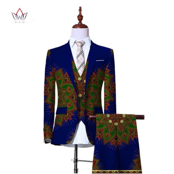 African print (Jacket+Vest+Pants)Blazers for Men 3 Piece Slim Fit Cowboy Wedding Men Suit Retro Gentleman Mens - Image 10