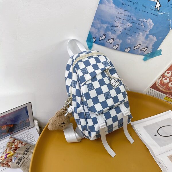 Can Be Installed Pad Tablet Large Capacity Chest Bag New Student Personality School Bag Lightweight Checkerboard Nylon Cloth Bag - Image 4