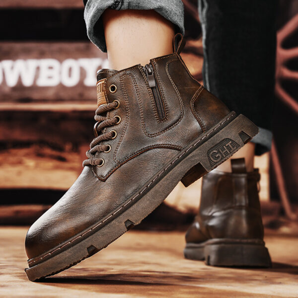 Men's British style short boots for autumn new side zipper casual retro versatile Martin boots - Image 2