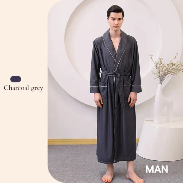 Thin satin bathrobe with quick drying water absorption for couples women's long and plus size yukata for men - Image 3