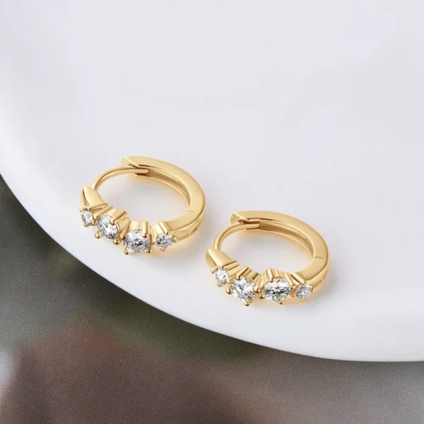 925 Sterling Silver Moissanite Huggie Earrings - Image 3