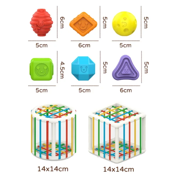 Baby Montessori Geometric Shape Blocks Toys Cube Box Color Perception Educational Game Motor Skill Tactile Touch Toys For Infant - Image 6