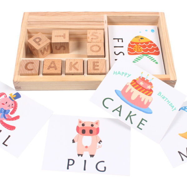 Children's wooden English word puzzle game early education enlightenment puzzle puzzle board letter building block puzzle toy - Image 3